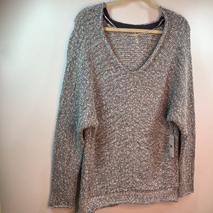 Free People Bright Lights V-Neck Sweater Size XS Obsidian Glass/Grey NWT!